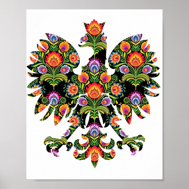 Affiche Aigle polonais Pologne Emblème Wycinanki, Polonais (Devant)