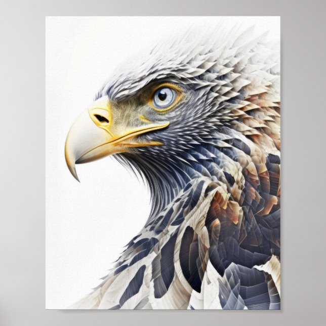 Affiche Aigle Portrait animal Nature Peinture faunique (Devant)