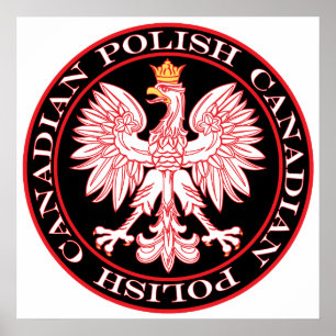 Affiche Aigle rouge du Canada polonais rond