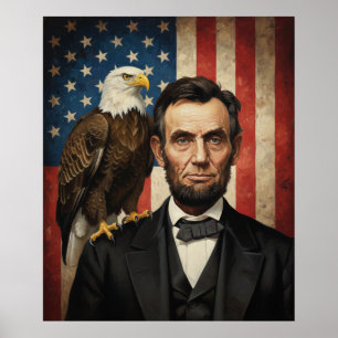 Affiche Aigle royal d'Abraham Lincoln Drapeau patriotique