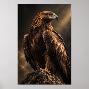 Affiche Aigle Royal Perché sur un Rocher Dramatique Faune
