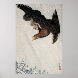 Affiche Aigle volant dans la neige par Ohara Koson (1933)