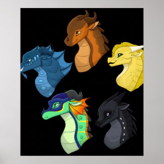 Affiche Ailes Chibi de dragon feu classique