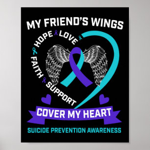 Affiche Ailes Coeur Turquoise Purple ami Sensibilisation a