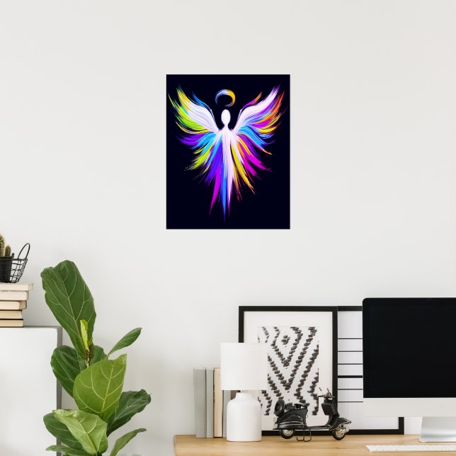 Affiche Ailes d'ange d'art abstrait avec halo  (Bureau à domicile)