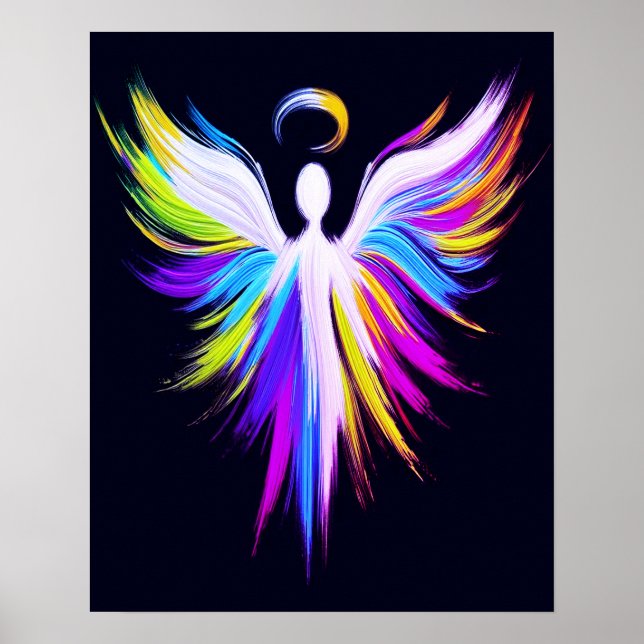 Affiche Ailes d'ange d'art abstrait avec halo  (Devant)