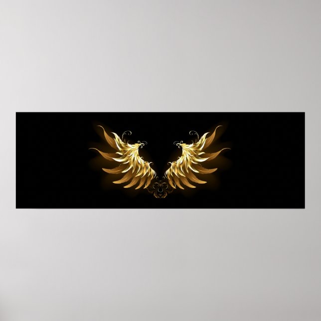 Affiche Ailes d'Ange d'or sur arrière - plan noir (Devant)