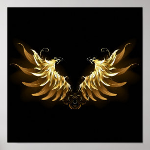 Affiche Ailes d'Ange d'or sur arrière - plan noir