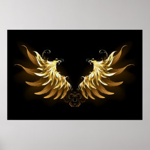 Affiche Ailes d'Ange d'or sur arrière - plan noir