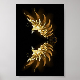 Affiche Ailes d'Ange d'or sur arrière - plan noir