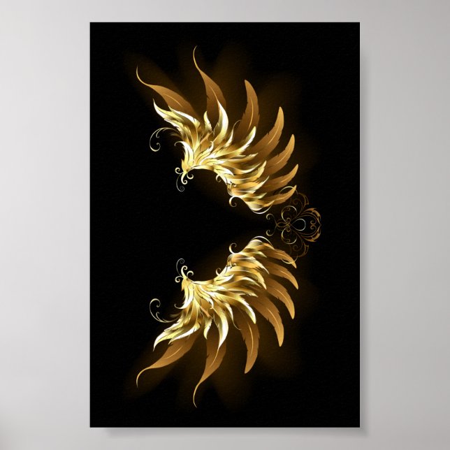 Affiche Ailes d'Ange d'or sur arrière - plan noir (Devant)