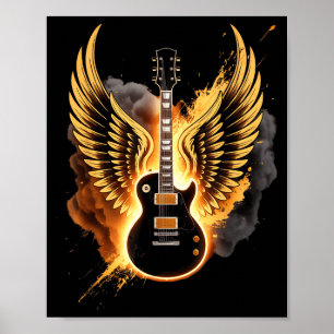 Affiche Ailes de guitare rétro Art abstrait Rock And Roll