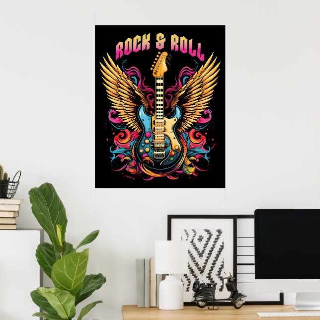 Affiche Ailes de guitare Rock n Roll (Bureau à domicile)