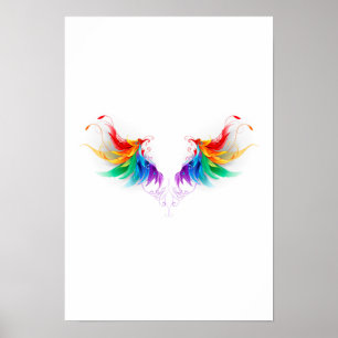 Affiche Ailes fluffy arc-en-ciel