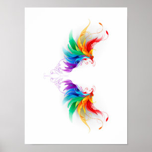 Affiche Ailes fluffy arc-en-ciel
