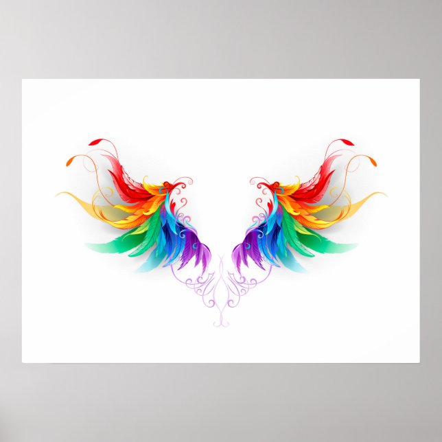 Affiche Ailes fluffy arc-en-ciel (Devant)
