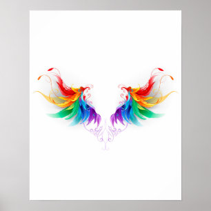 Affiche Ailes fluffy arc-en-ciel