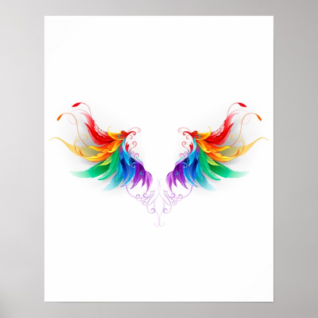 Affiche Ailes fluffy arc-en-ciel (Devant)
