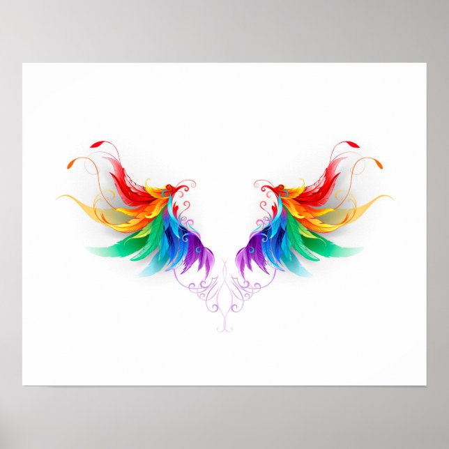Affiche Ailes fluffy arc-en-ciel (Devant)