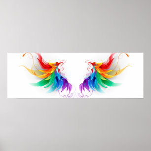 Affiche Ailes fluffy arc-en-ciel