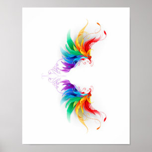 Affiche Ailes fluffy arc-en-ciel