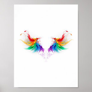Affiche Ailes fluffy arc-en-ciel