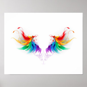 Affiche Ailes fluffy arc-en-ciel