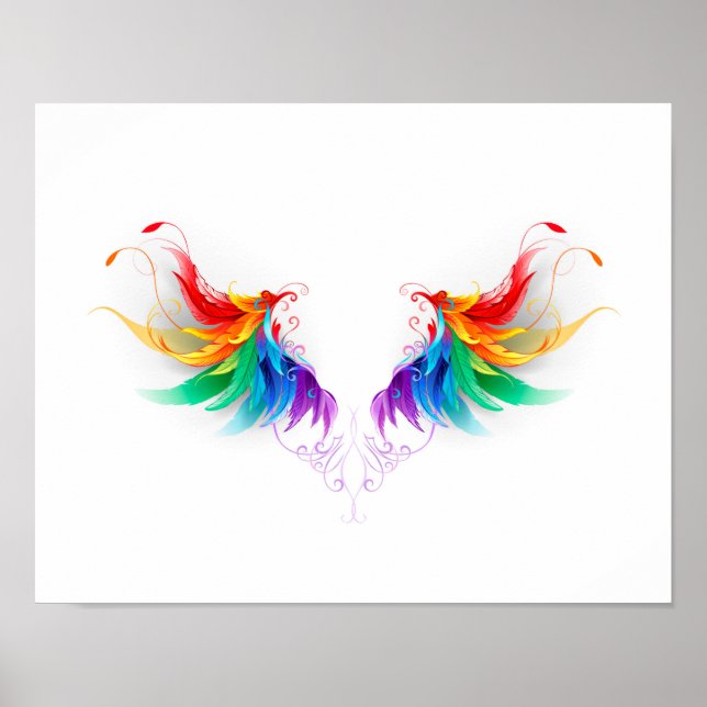 Affiche Ailes fluffy arc-en-ciel (Devant)