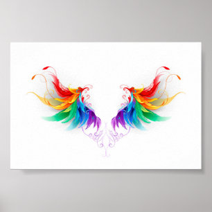 Affiche Ailes fluffy arc-en-ciel