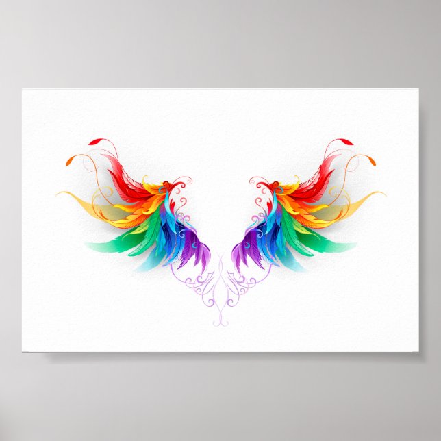 Affiche Ailes fluffy arc-en-ciel (Devant)