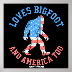 Affiche Aime Bigfoot et l'Amérique Trop Patriotique Améric