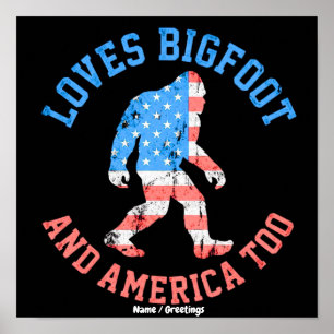 Affiche Aime Bigfoot et l'Amérique Trop Patriotique Améric