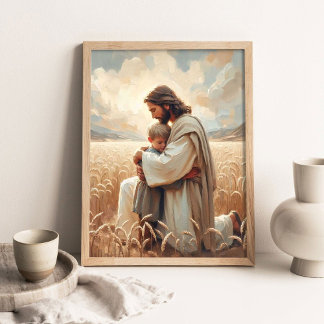 Affiche Aimé de Jésus, Art Chrétien, Jésus et le garçon, J