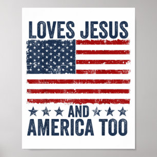 Affiche Aime Jésus et l'Amérique Trop Dieu Chrétien 4ème d