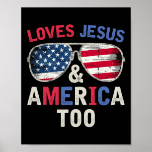 Affiche Aime Jésus Et L'Amérique Trop Rétro Dieu Christian