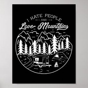 Affiche Aime Montagnes Déteste Gens Camping Randonnée Dése