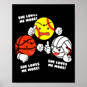 Affiche Aime plus le t-shirt de softball basketball volley