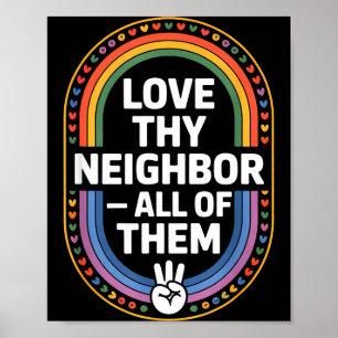 Affiche Aime Ton Voisin Tous Retro Vintage Arc-en-ciel
