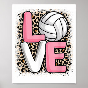 Affiche Aime Volleyball Imprimé Léopard Femmes Filles Voll