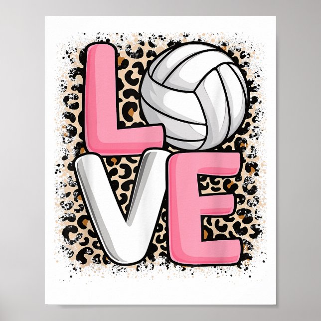 Affiche Aime Volleyball Imprimé Léopard Femmes Filles Voll (Devant)