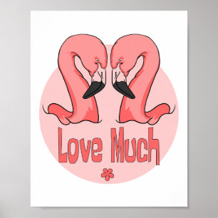 Affiche Aimer beaucoup Kawaii belle deux flamants roses