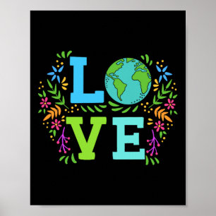 Affiche Aimer La Terre Sauver La Planète Vintage Floral La