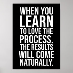 Affiche Aimer Le Processus - Succès Hustle Gym Motivationn