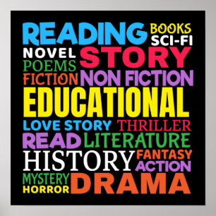 Affiche Aimer lire des livres - Genre Word Art
