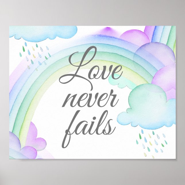 Affiche Aimer n'échoue jamais aquarelle Rainbow Wall impre (Devant)