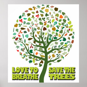 Affiche Aimer Respirer Sauver Les Arbres