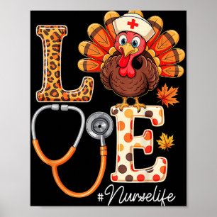 Affiche Aimer Turquie Thanksgiving Nurse Life Scrub d'auto