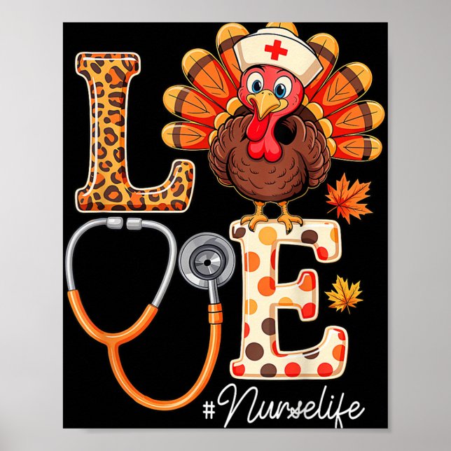 Affiche Aimer Turquie Thanksgiving Nurse Life Scrub d'auto (Devant)