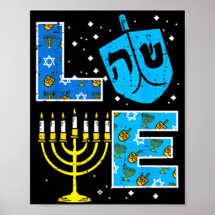 Affiche Aimez Hanukkah Dreidel Menorah Juif Chanukah Homme