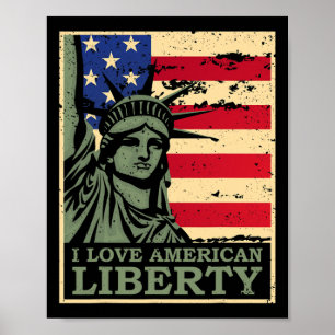 Affiche Aimez La Liberté Américaine 4 Juillet Fête De L'In